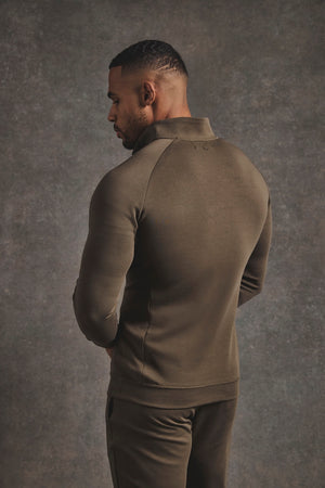 Interlock Half Zip Sweatshirt in Deep Khaki