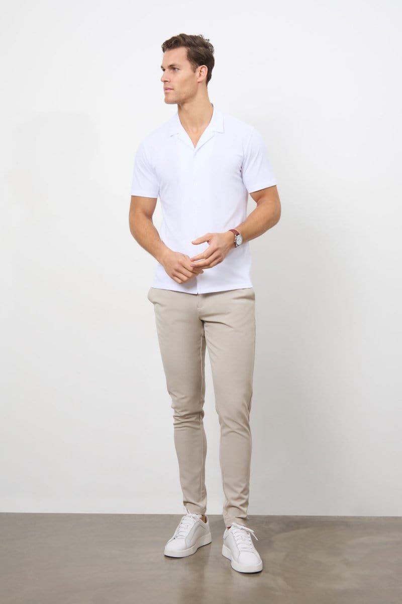 Jersey Cuban Collar Shirt in White - TAILORED ATHLETE - ROW