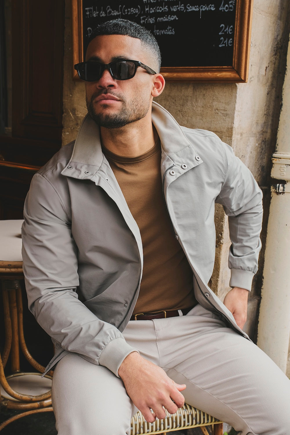 Shower Resistant Funnel Neck Jacket in Pebble Grey