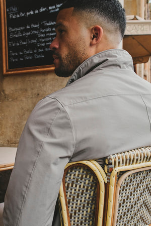 Shower Resistant Funnel Neck Jacket in Pebble Grey