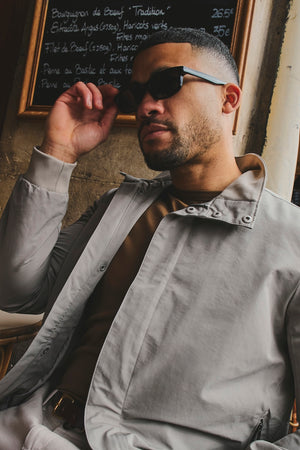 Shower Resistant Funnel Neck Jacket in Pebble Grey