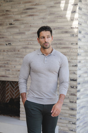 Knitted Polo Shirt in Neutral