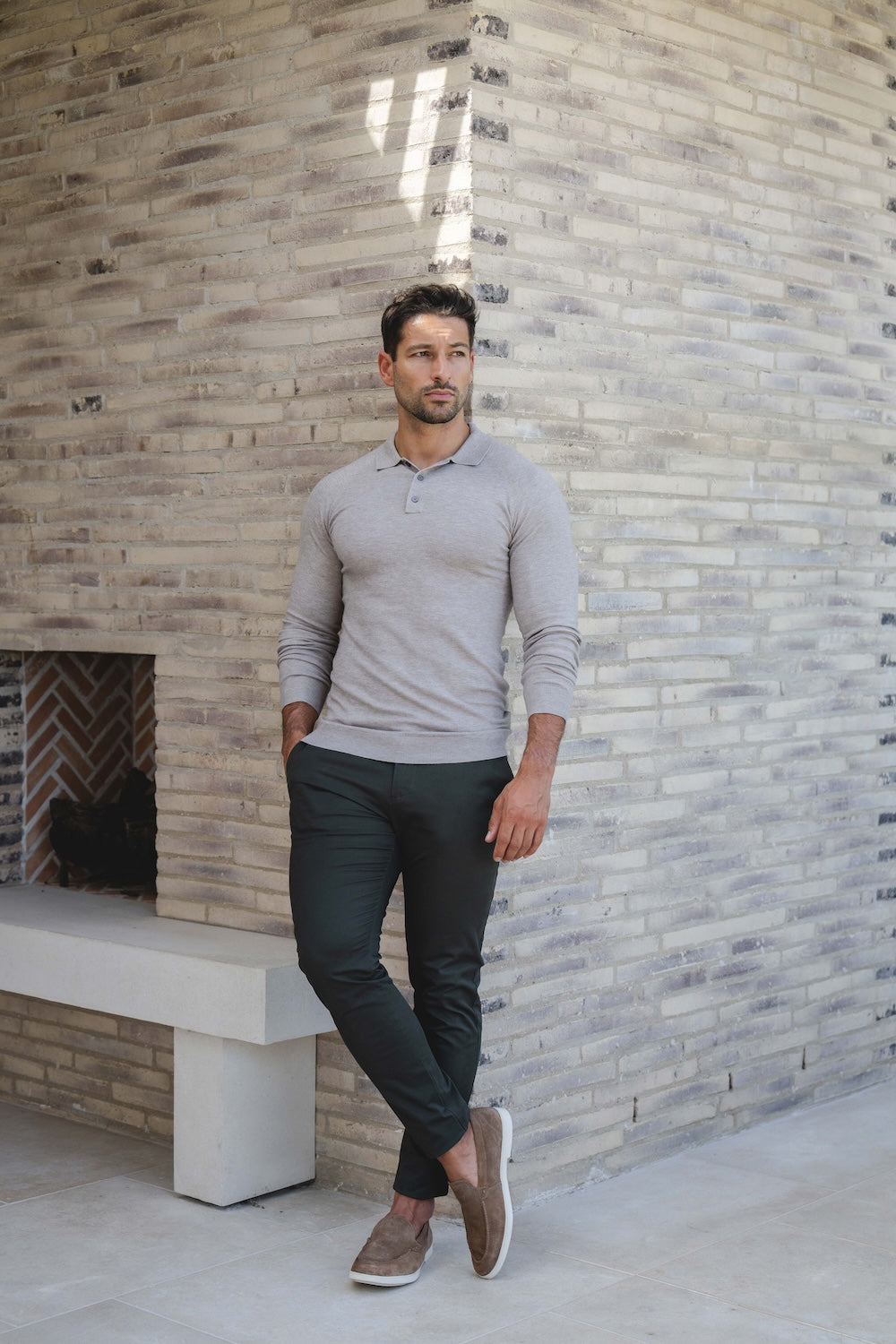 Knitted Polo Shirt in Neutral