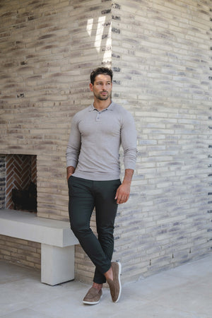 Knitted Polo Shirt in Neutral