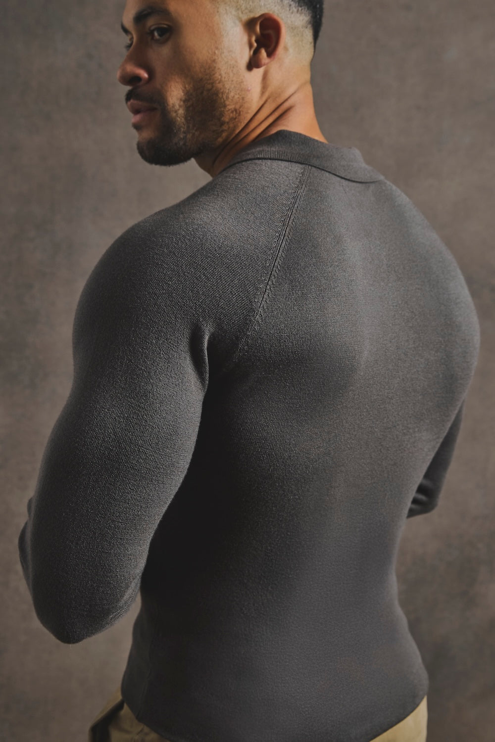 Knitted Polo Shirt in Mocha