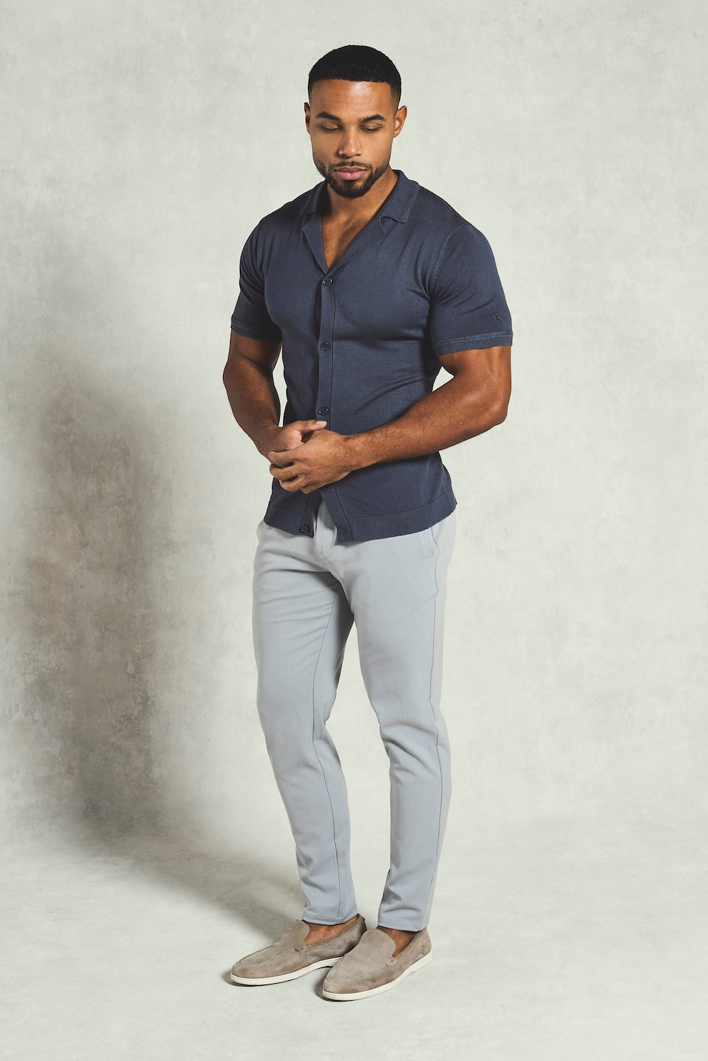 Knitted Shirt in Slate Blue