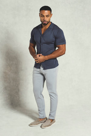 Knitted Shirt in Slate Blue