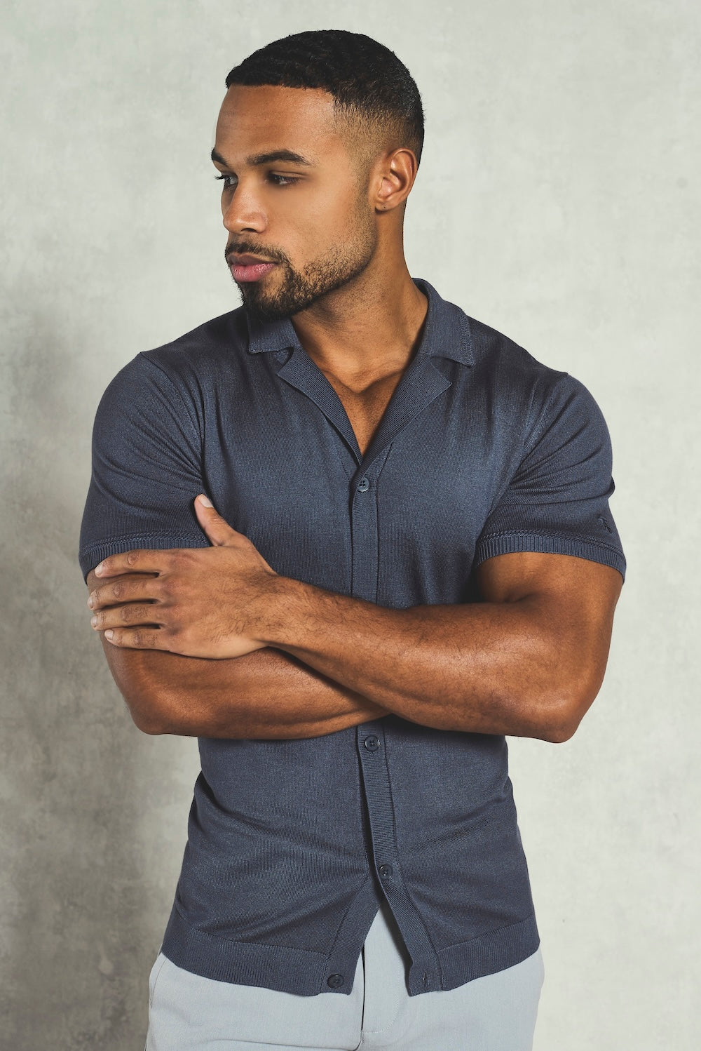 Knitted Shirt in Slate Blue