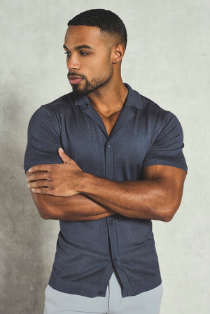 Knitted Shirt in Slate Blue