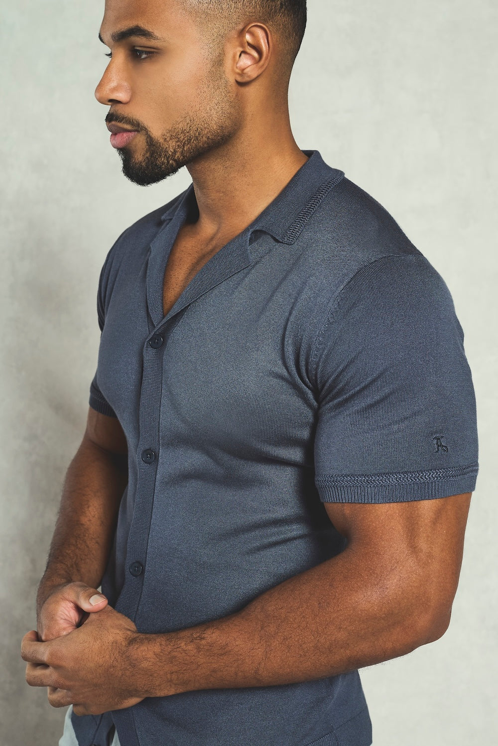 Knitted Shirt in Slate Blue