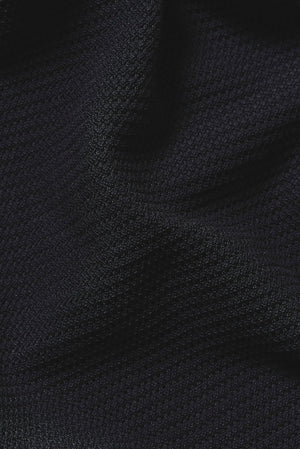 Textured Knitted Open Collar Polo Shirt in Navy