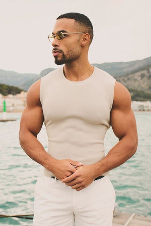 Knitted Vest in Stone