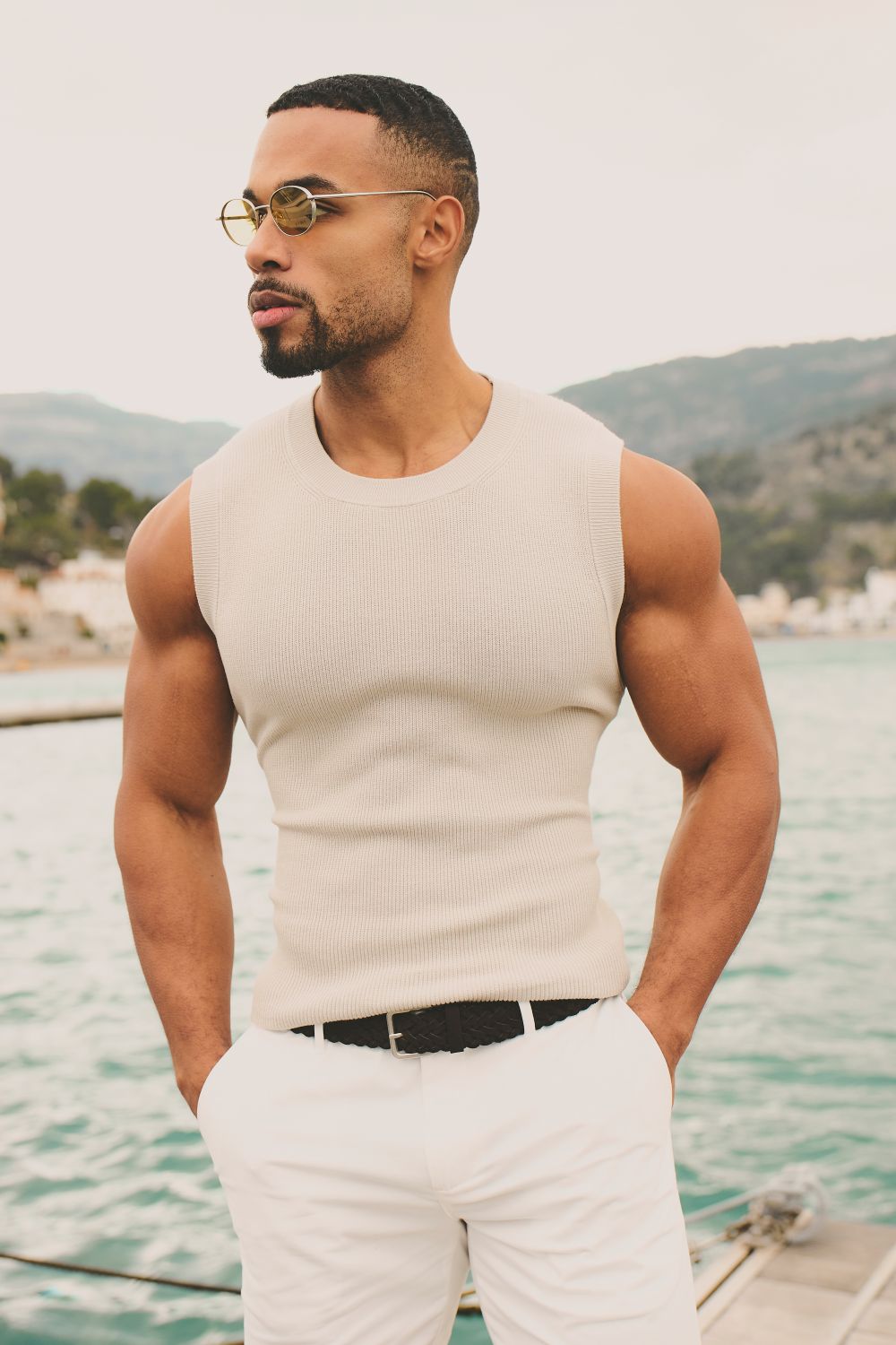 Knitted Vest in Stone