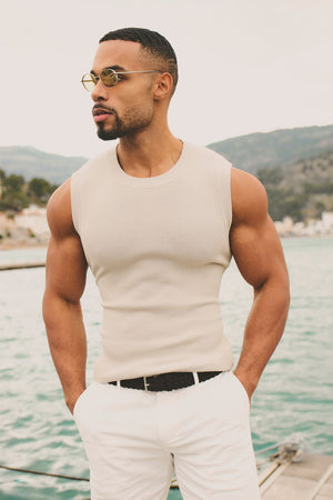 Knitted Vest in Stone