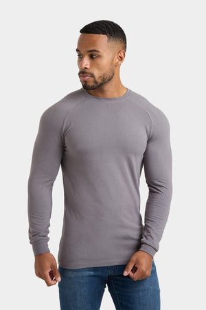 Muscle Fit Long Sleeve T-Shirt in Charcoal - TAILORED ATHLETE - ROW