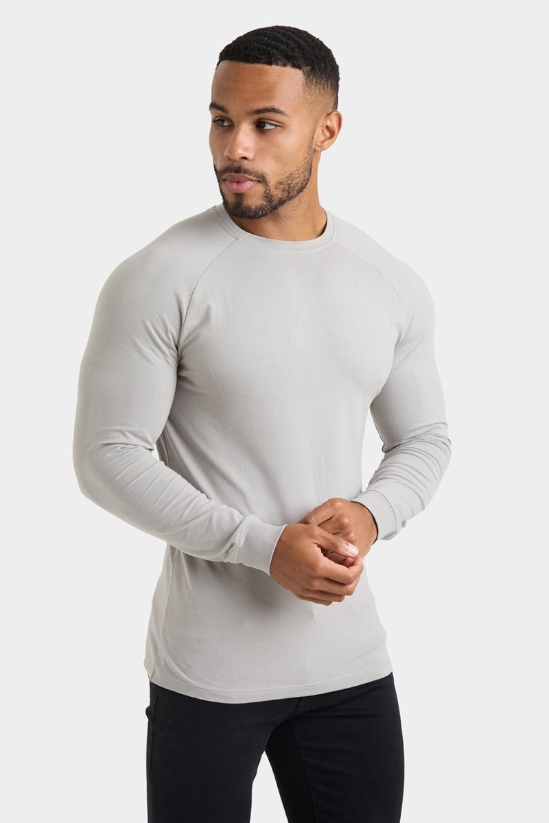 Muscle Fit Long Sleeve T-Shirt in Concrete Grey - TAILORED ATHLETE - ROW