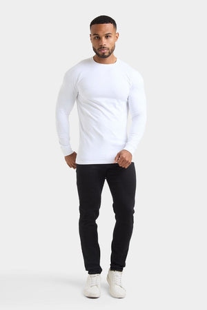Muscle Fit Long Sleeve T-Shirt in White - TAILORED ATHLETE - ROW