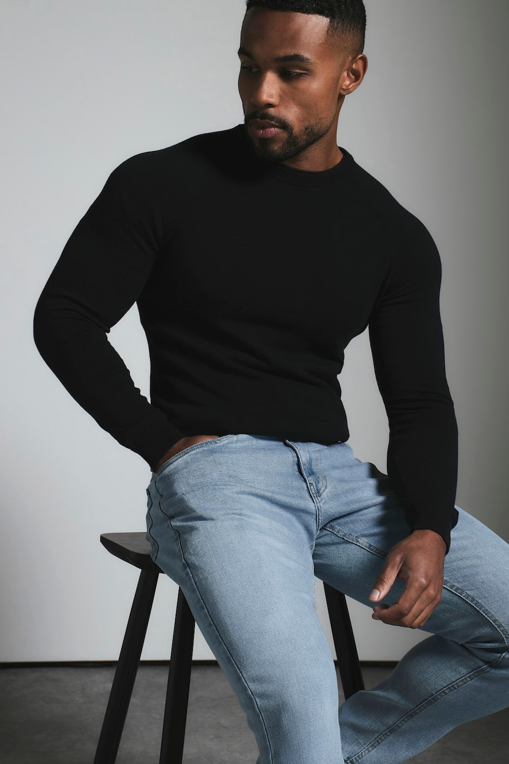 Muscle Fit Stretch Jeans in Light Blue