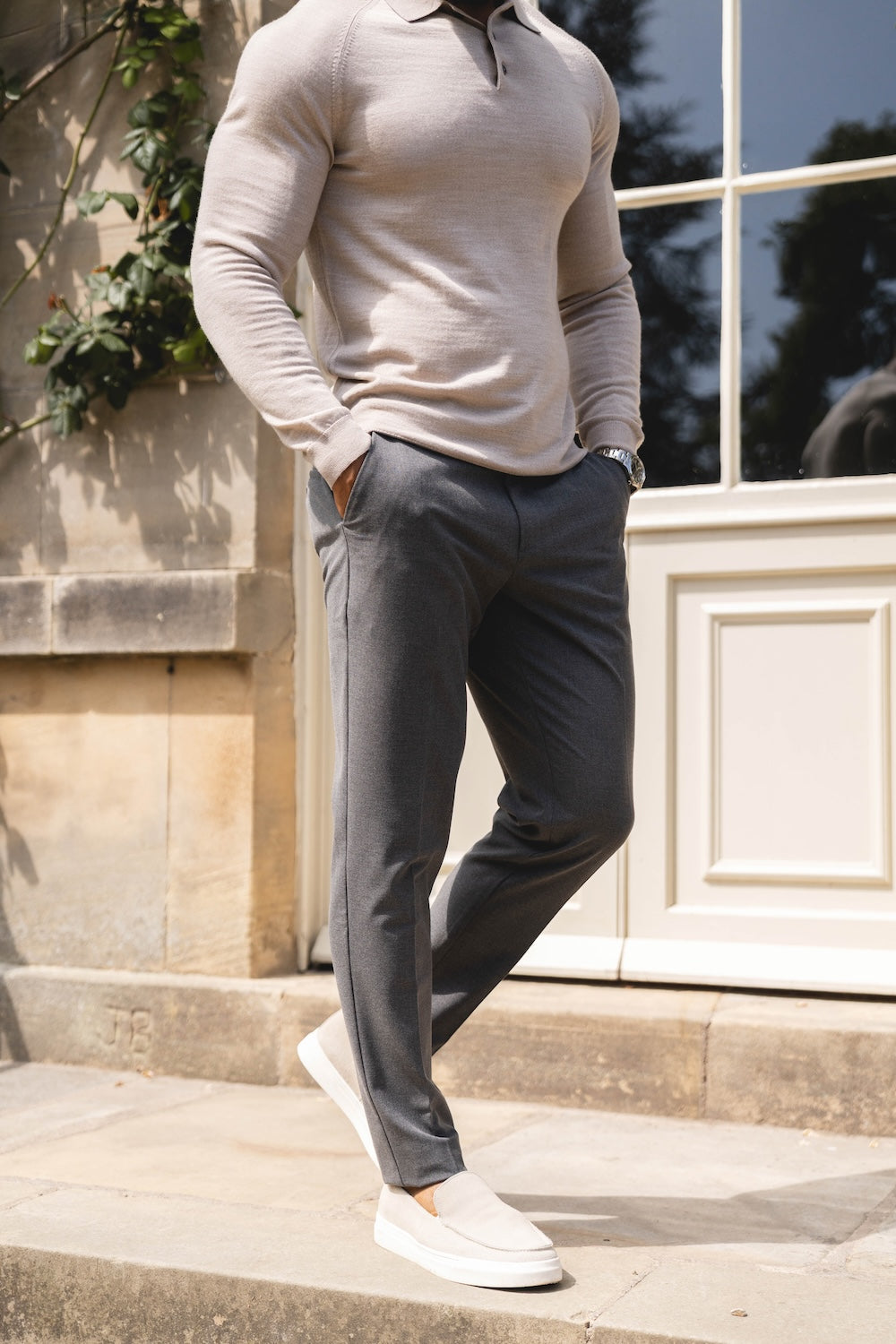 Melange Trousers in Dark Charcoal