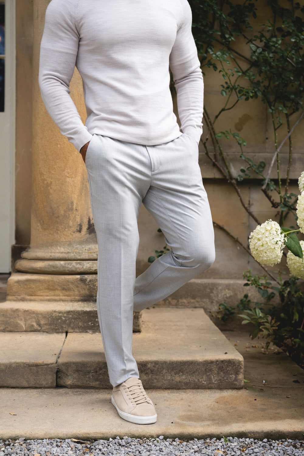 Melange Trousers in Pale Grey