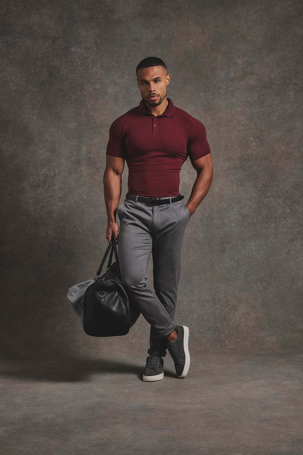 Muscle Fit Polo Shirt in Burgundy