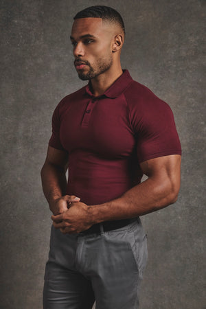 Muscle Fit Polo Shirt in Burgundy