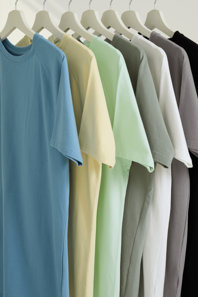 7 Pack Muscle Fit Crew Neck T-Shirt in Black/ Grey/ White/ Sage/ Mint/ Lemon/ Blue - TAILORED ATHLETE - ROW