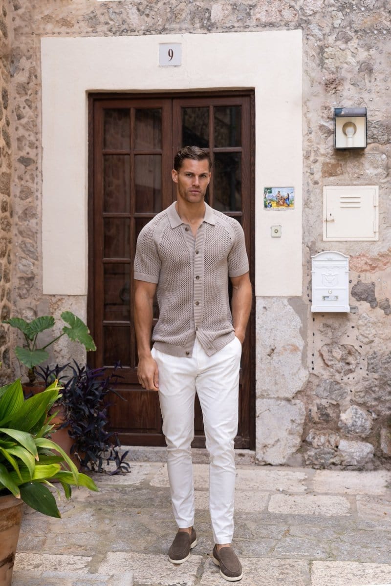 Crochet Knitted Shirt in Neutral - TAILORED ATHLETE - ROW