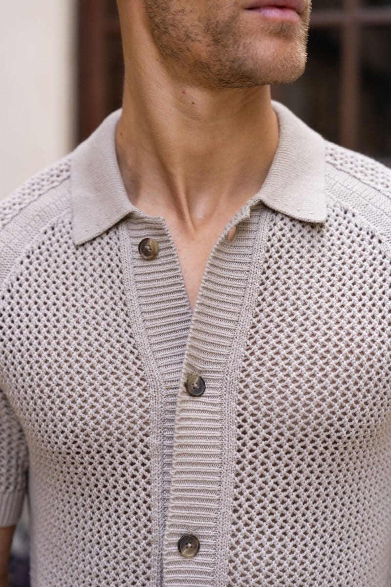 Crochet Knitted Shirt in Neutral - TAILORED ATHLETE - ROW