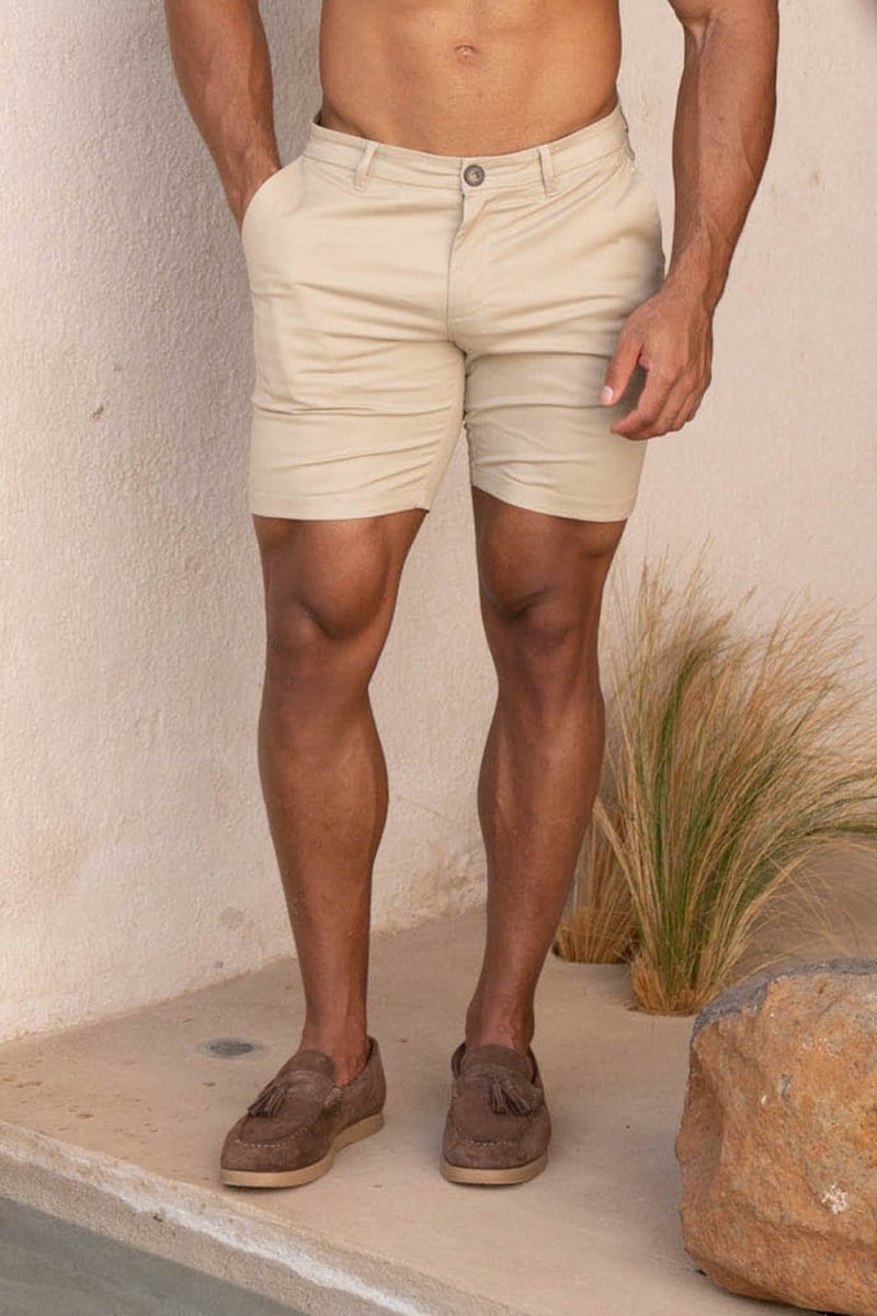 Muscle Fit Chino Shorts in Stone - TAILORED ATHLETE - ROW