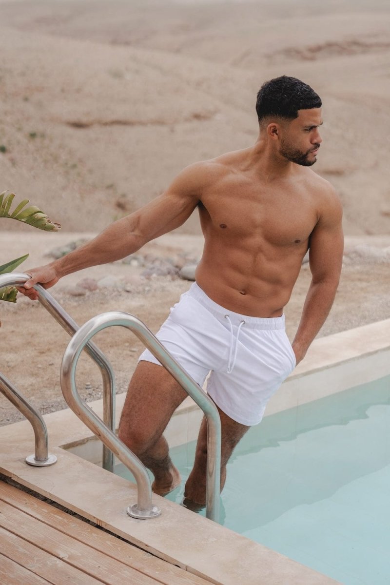Plain Swim Short in White - TAILORED ATHLETE - ROW