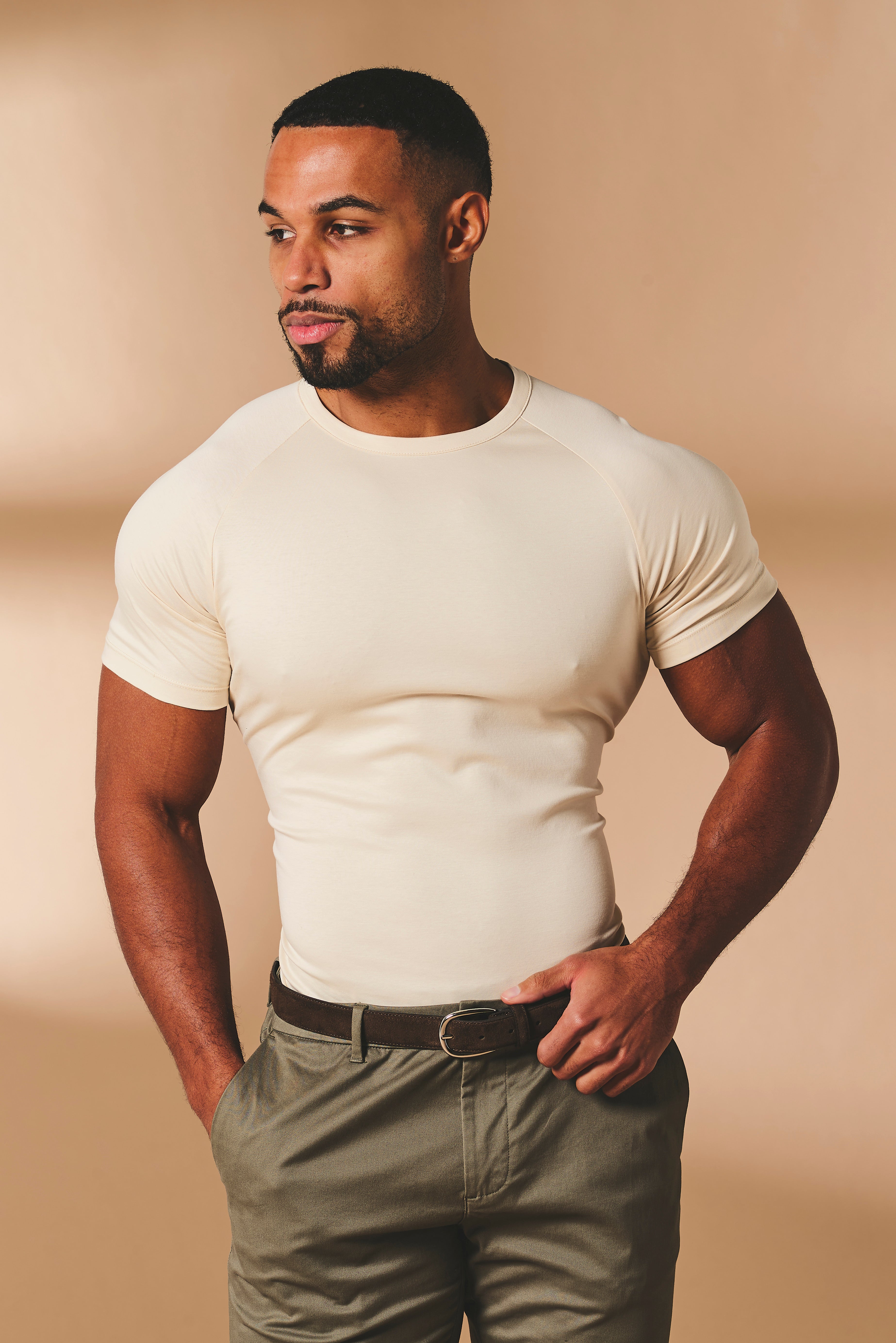 Mercerised Cotton T-Shirt in Alabaster