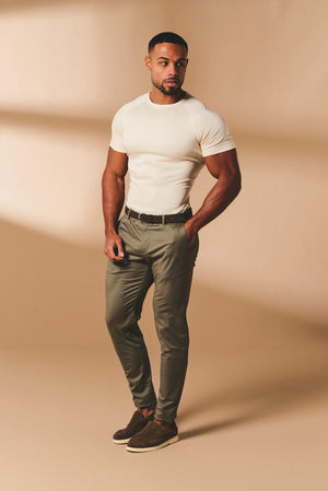 Mercerised Cotton T-Shirt in Alabaster