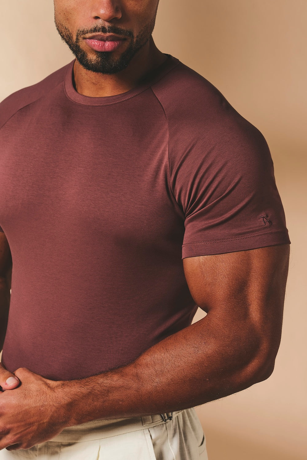 Mercerised Cotton T-Shirt in Burnt Terracotta