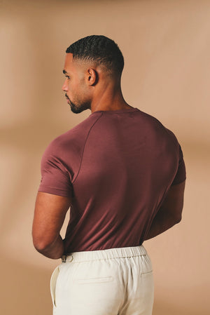 Mercerised Cotton T-Shirt in Burnt Terracotta