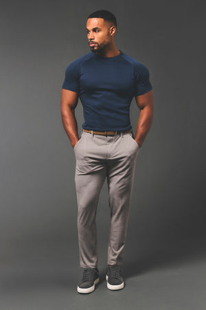 Mercerised Cotton T-Shirt in Navy