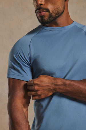 Mercerised Cotton T-Shirt in Airforce