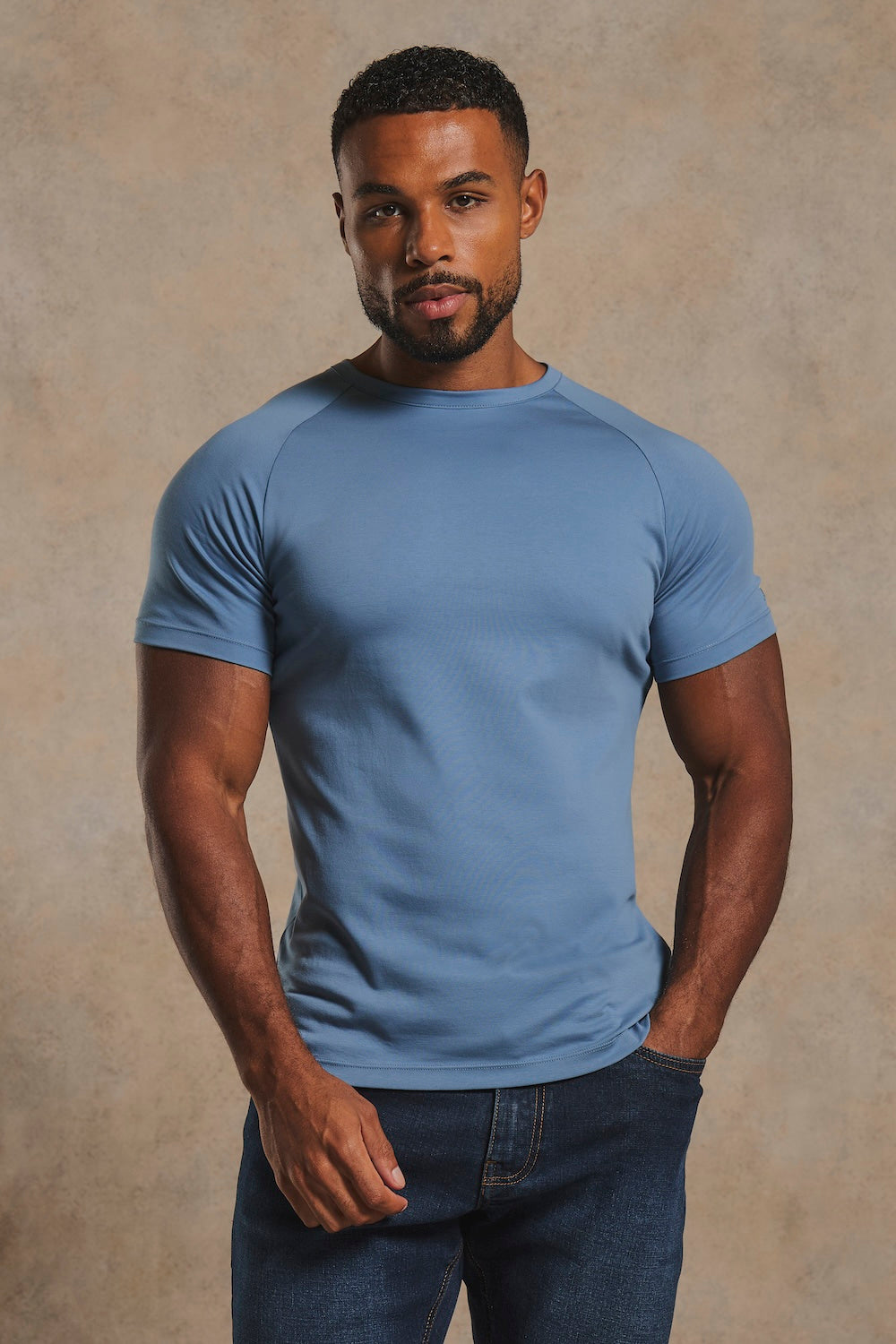 Mercerised Cotton T-Shirt in Airforce