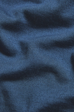 Extra Fine Merino Wool Open Collar Polo Shirt in Airforce Blue