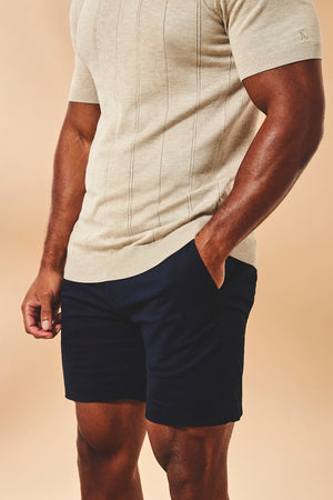 Muscle Fit Stretch Chino Shorts in Navy
