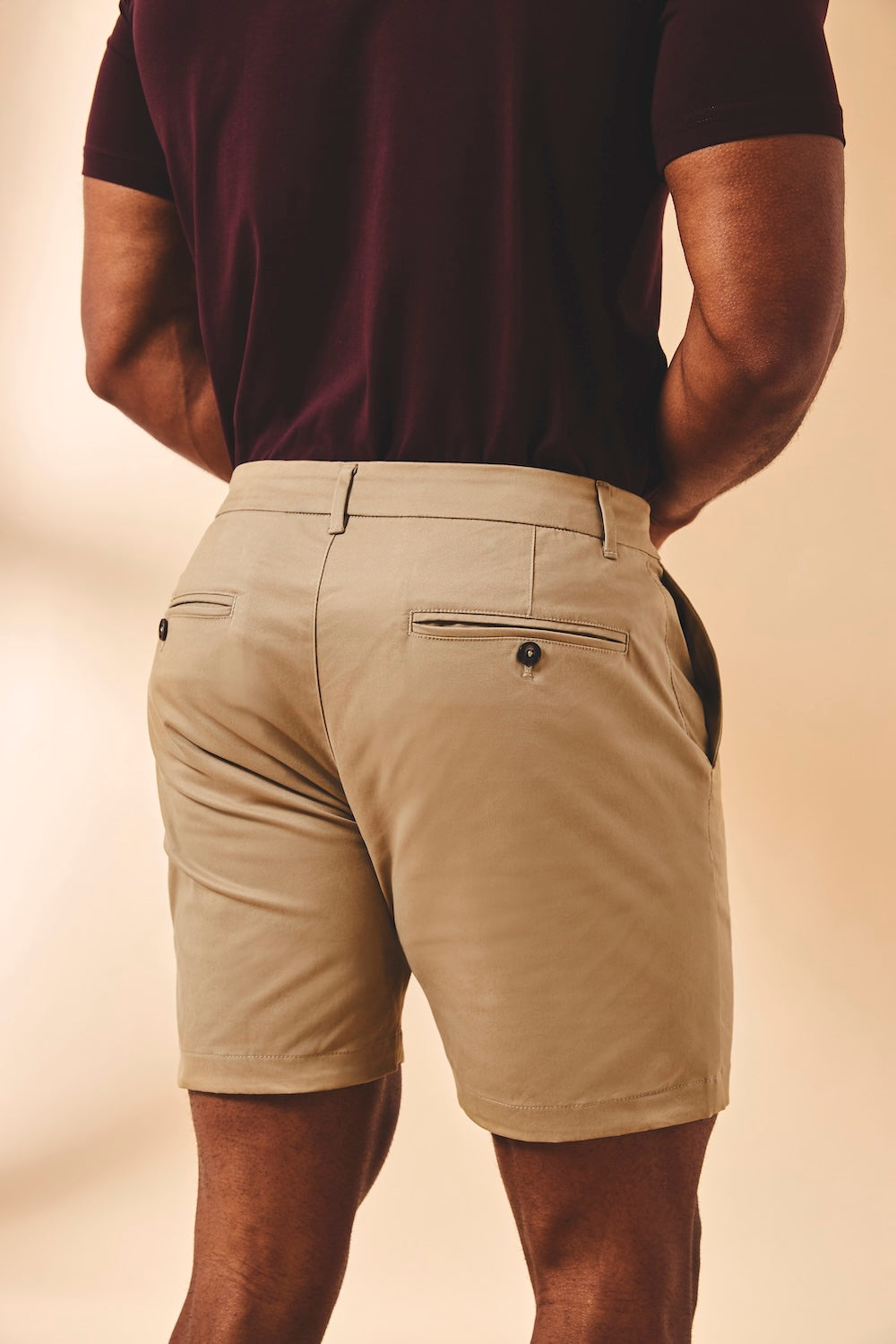 Muscle Fit Stretch Chino Shorts in Stone