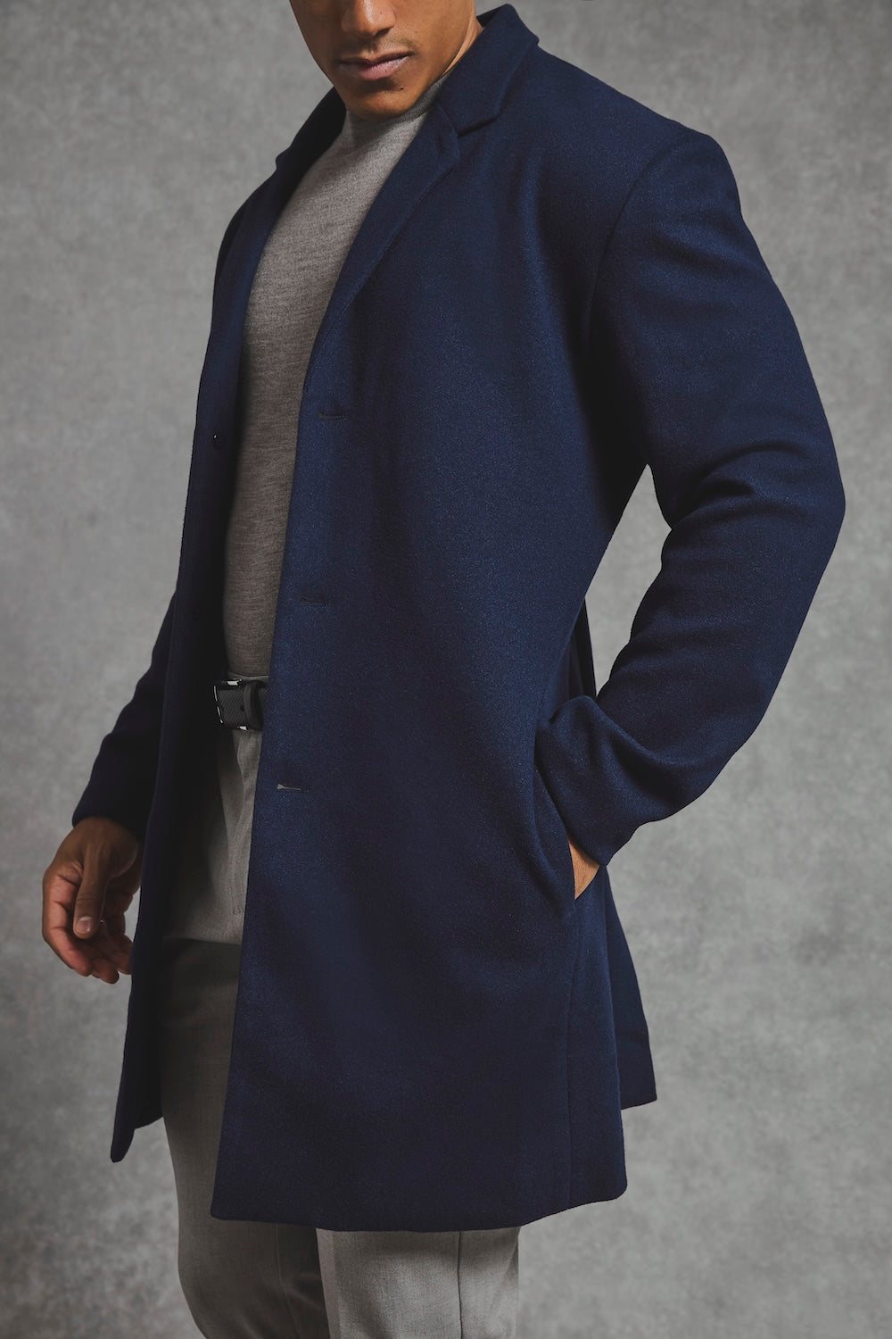 Single Breasted Overcoat in Navy
