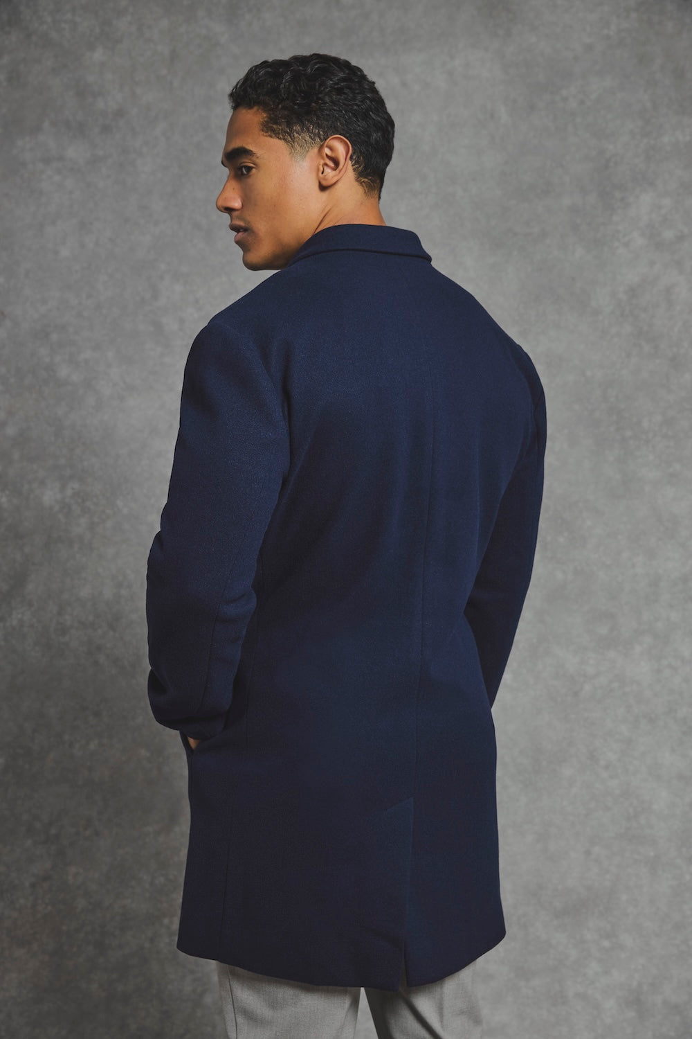 Single Breasted Overcoat in Navy