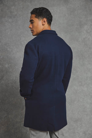 Single Breasted Overcoat in Navy