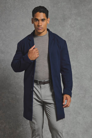 Single Breasted Overcoat in Navy