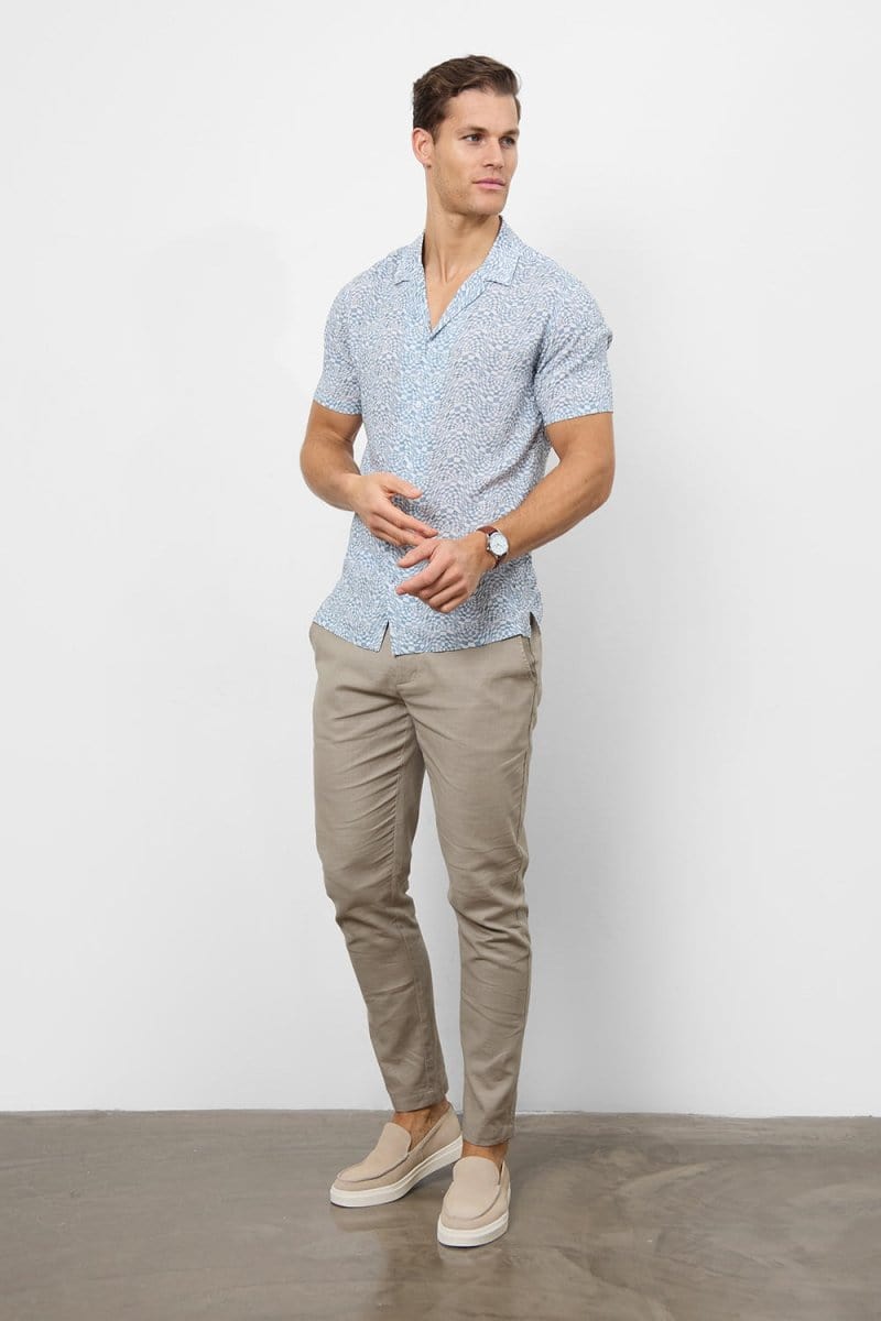 Printed Shirt in Blue Optical Geo - TAILORED ATHLETE - ROW