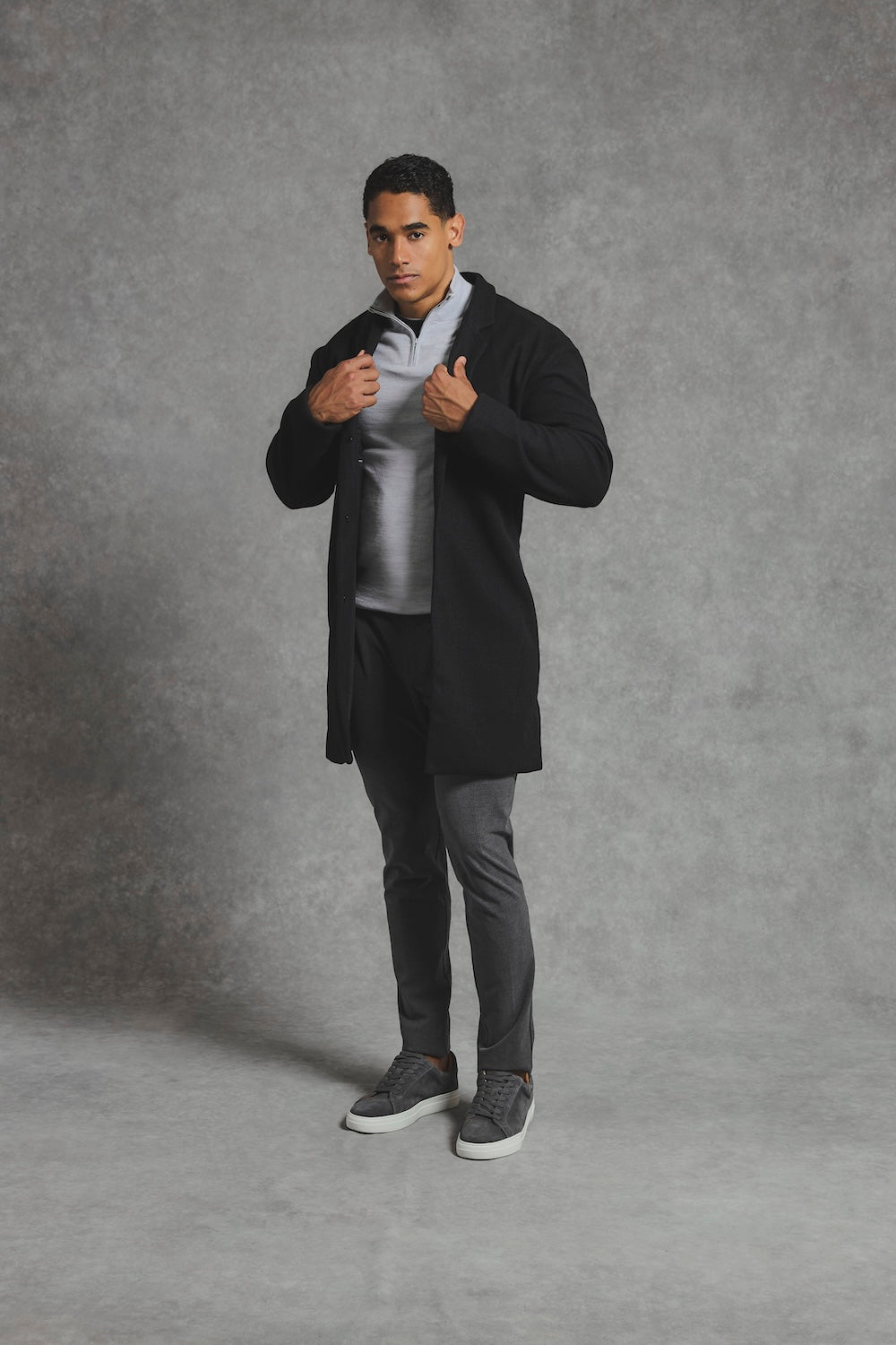Single Breasted Overcoat in Black