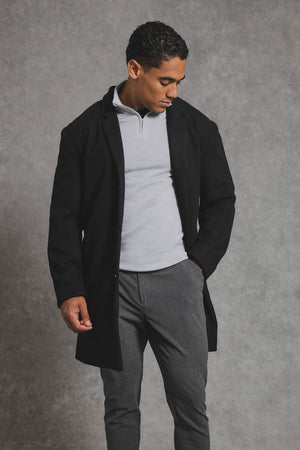 Single Breasted Overcoat in Black