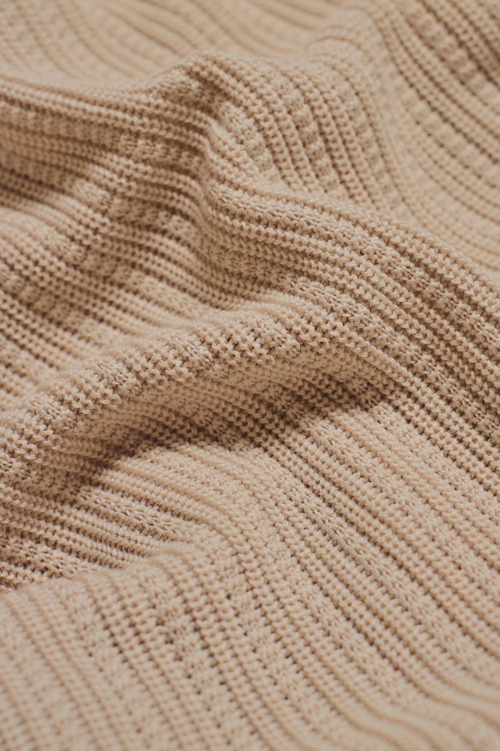 Textured Knitted Open Collar Polo Shirt in Alabaster
