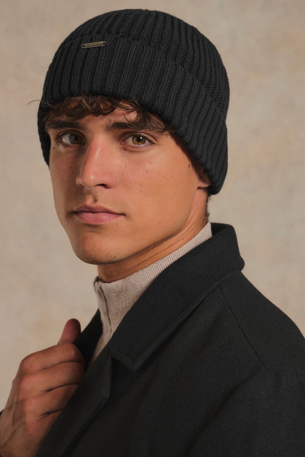 Pure Cotton Knitted Beanie in Black